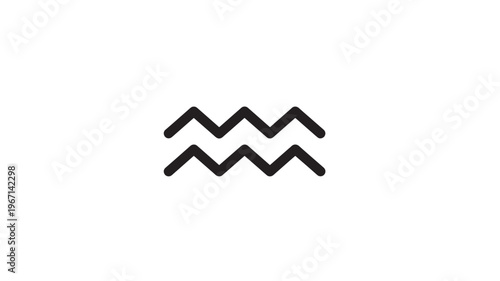 Aquarius zodiac symbol with thick black lines on a white background, representing the water bearer constellation and astrological sign.
