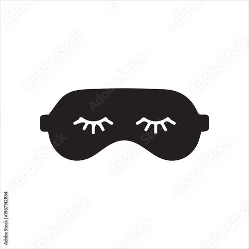  Black eye sleep mask isolated on white background.