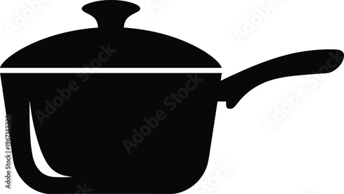 PrintCooking pot silhouette, kitchen utensil icon, saucepan vector graphic, food preparation tool illustration, culinary equipment design, cookware symbol art
