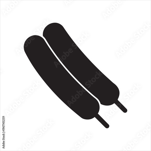 Two Corn Dogs on Sticks, Simple Black and White Icon Illustration