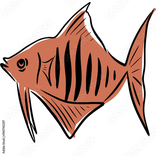 Hand Drawn Fish Illustration, Stylized Marine Animal Graphic, Ocean Life Clipart