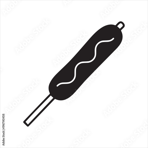 Corn dog silhouette style icon vector design