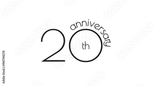 Twenty th anniversary modern minimalist typography design with clean lines and simple elegance celebrating a milestone occasion