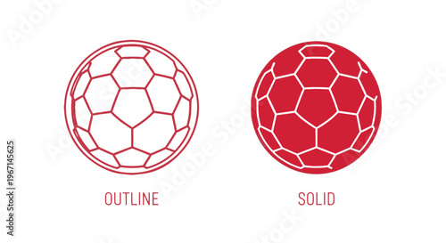 Red soccer ball outline and solid icons