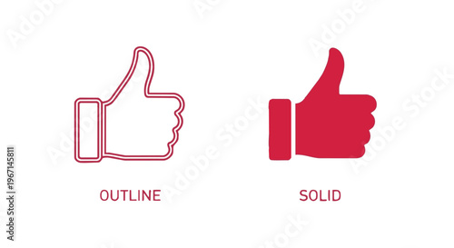 Thumb up icons in outline and solid style