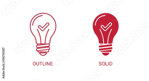 Red light bulb icons in outline and solid style