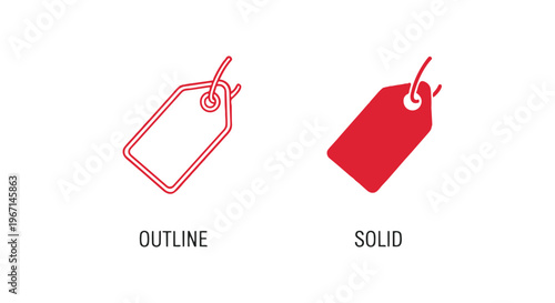 Red price tags in outline and solid styles