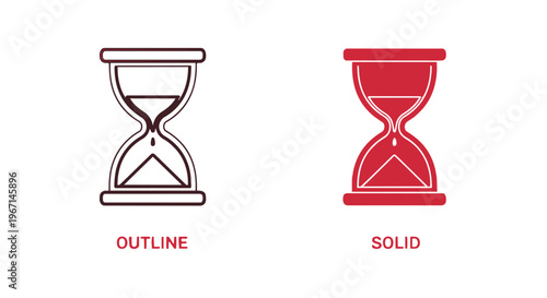 Hourglass icons in outline and solid styles for time and deadline concepts