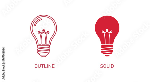 Red light bulb icons in outline and solid styles