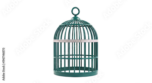 Green Birdcage with Dome Top and Ring
