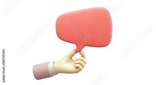 Hand Holding a Red Speech Bubble