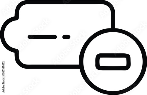 A black and white icon of a chat bubble with a minus sign