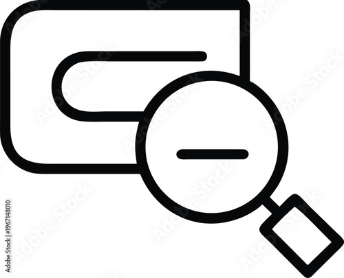 A magnifying glass with a minus sign on a document