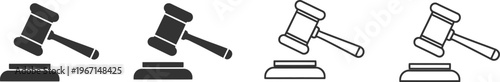 Gavel icon set featuring judge gavel icon vector with law icon vector and auction hammer symbols in clean style for legal and business use