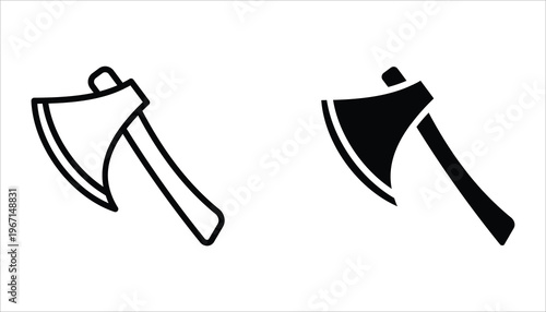 Axe icon set. Axe silhouette vector illustration for camping, chopping, cutter, wood, web designing icons and projects. Vector illustration on white background.