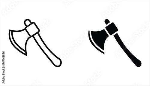 Axe icon set. Axe silhouette vector illustration for camping, chopping, cutter, wood, web designing icons and projects. Vector illustration on white background.
