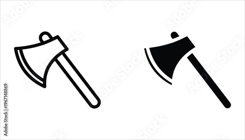 Axe icon set. Axe silhouette vector illustration for camping, chopping, cutter, wood, web designing icons and projects. Vector illustration on white background.
