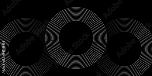 Create a bold look with a centric circle background featuring vector graphics of sound waves.