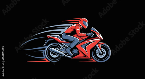 Adrenaline-Fueled Ride Motorcycle Racer Accelerating with Dynamic Motion Blur Speed Lines