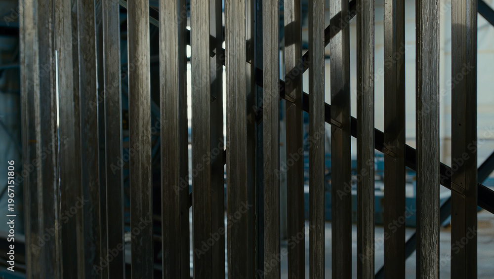 Obraz premium Abstract Dark Wooden Slat Fence Pattern with Light Contrast