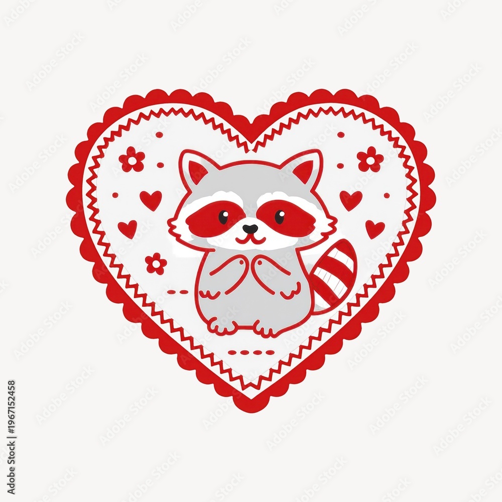 Fototapeta premium Cute raccoon in heart