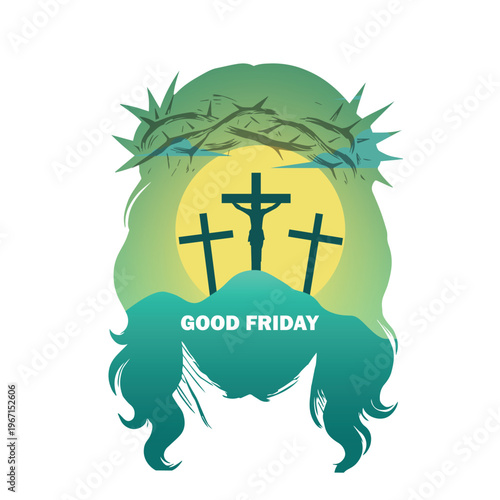 poignant, minimalist graphic design commemorating Good Friday, the Christian holiday observing the crucifixion of Jesus Christ.