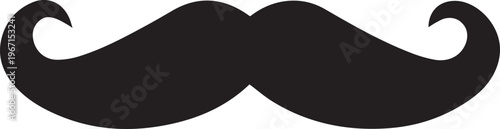 black handlebar mustache vintage gentleman barber style flat design silhouette icon movember grooming retro symbol isolated background.