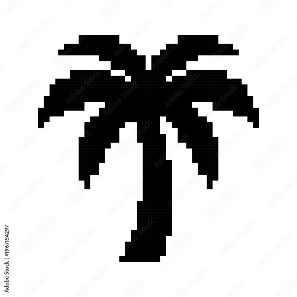 Obraz premium Minimalist Pixel Palm Tree Icon
