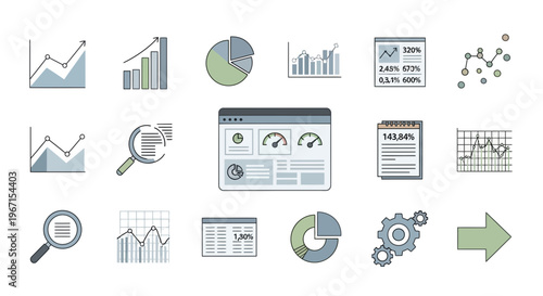 Business infographic icons, data analysis graphics, charts and graphs set, vector