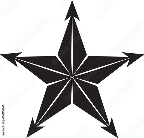 Black star shape with white lines on white background
