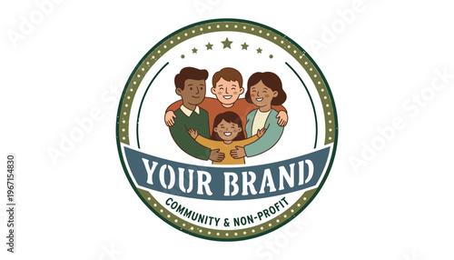 Diverse family community logo template.