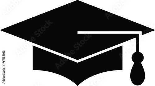 Graduation cap and diploma icon set, minimalist flat vector icons representing education success certification and academic achievement for graphic and UI design use.