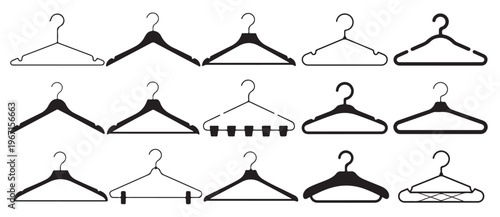 Specialty boutique hanger icons with horizontal bars and notches. vector illustration eps 10