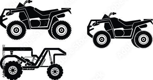 ATV quad bike silhouettes set, off road vehicles icons isolated, adventure transport and motorsport concept