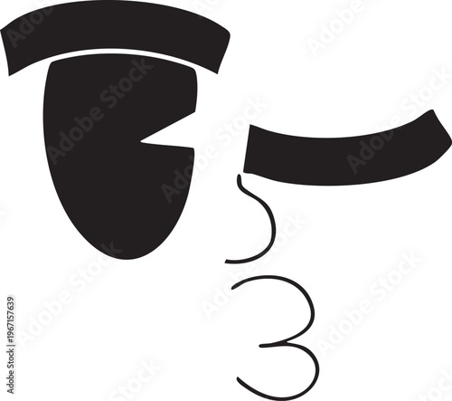 Winking cartoon face blowing a kiss vector in black and white. Minimal doodle style illustration, perfect for stickers, emojis, social media and graphic design.