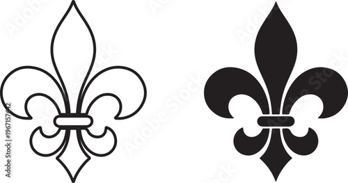 Outline and Solid Fleur de Lis Symbols heraldry royalty