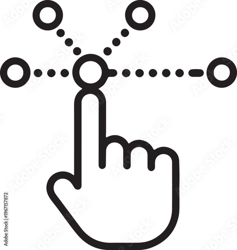 Hand Finger Touching Network Connection Icon illustration