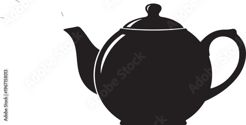 Black teapot silhouette with steam kettle