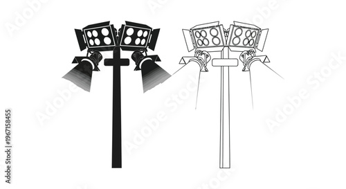Stadium floodlights in black and white a striking silhouette high quality