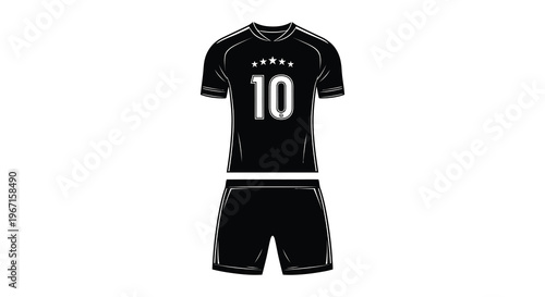 Black 10 number  jersey and shorts with number ten a striking silhouette