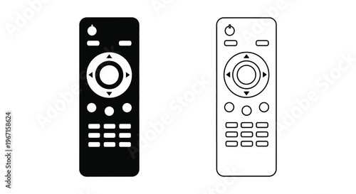 Two television remote controls one dark and one light in silhouette