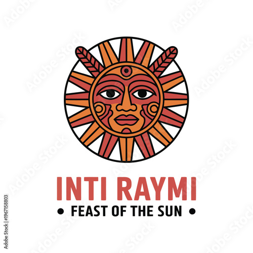 Inti Raymi Sun God Mascot for Festival of the Sun Vector Illustration