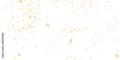 golden confetti pieces falling on a bright white background. scattered array of small light yellow objects creating a subtle pattern. It evokes a sense of delicate randomness.