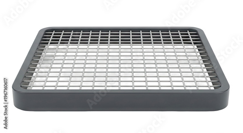 Gray Metal Grill Rack with White Grid