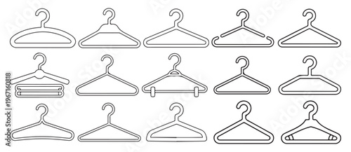 Modern wardrobe hanger outline icon collection for household. vector illustration eps 10