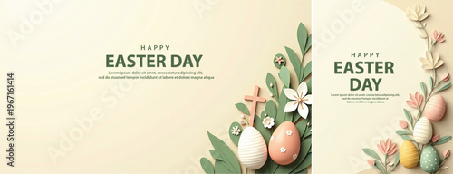 Elegant easter day background, Decorative happy easter day background for website, social media template