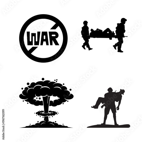 Anti-War Protest and Military Medical Sacrifice Silhouette Collection