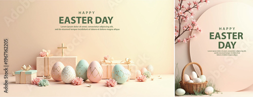 Elegant easter day background, Decorative happy easter day background for website, social media template