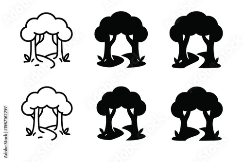 Wildlife Conservation Icons. Wildlife habitats and endangered species conservation. Icon set. Set Logo of Wildlife habitats and endangered species