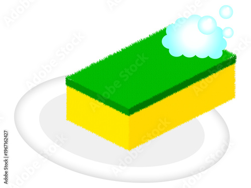 お皿洗いするスポンジのイラスト素材3